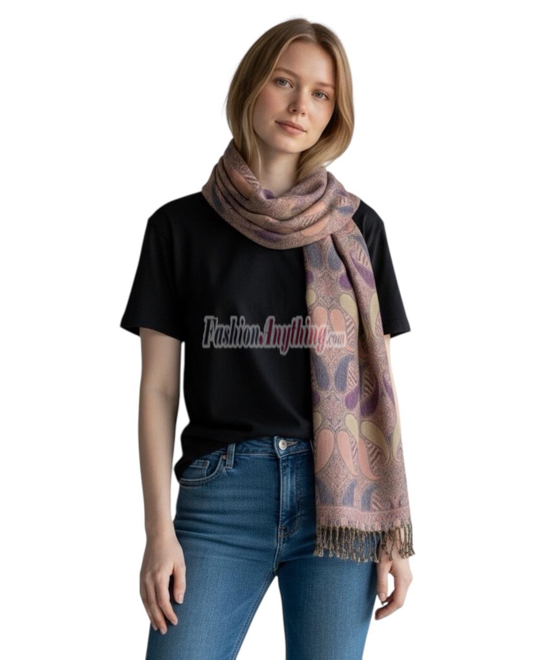 (image for) Two Tone Paisley Scarf Pale Violet Red