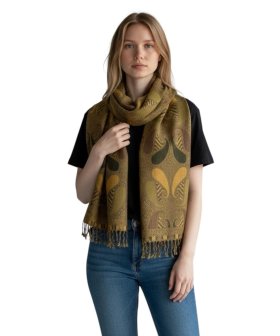 Two Tone Paisley Scarf Green Yellow