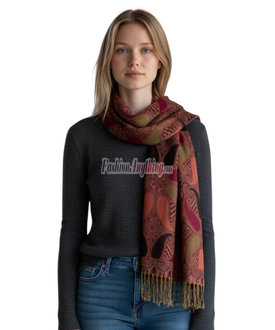 (image for) Colored Paisley Scarf Fuchsia/Black