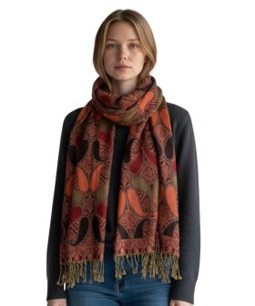 Two Tone Paisley Scarf Red / Black