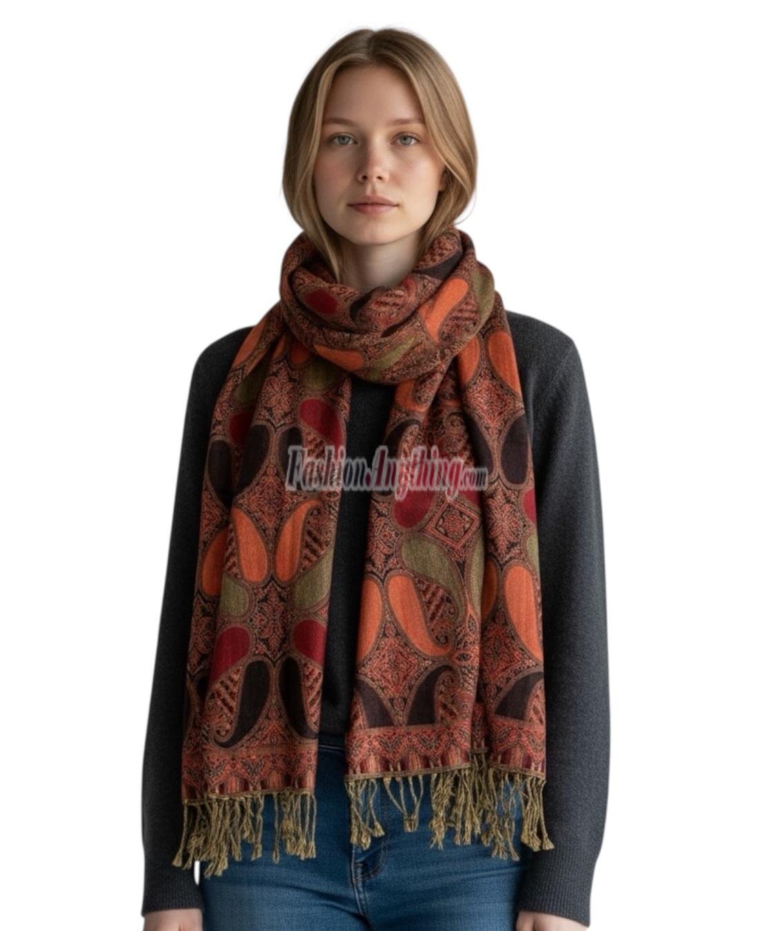 (image for) Two Tone Paisley Scarf Red / Black