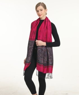 Metallic Paisley Flower Fuschia