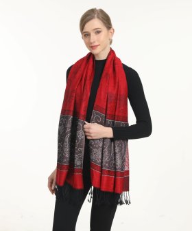 Metallic Paisley Flower Red