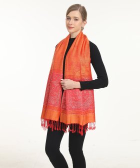 Metallic Paisley Flower Orange