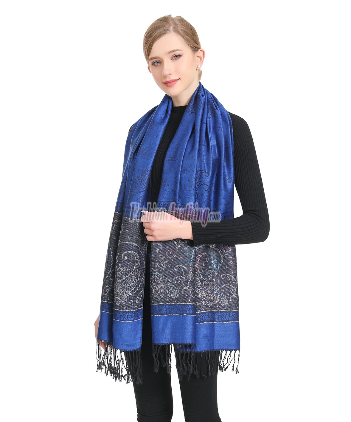 (image for) Metallic Paisley Flower Royal Blue