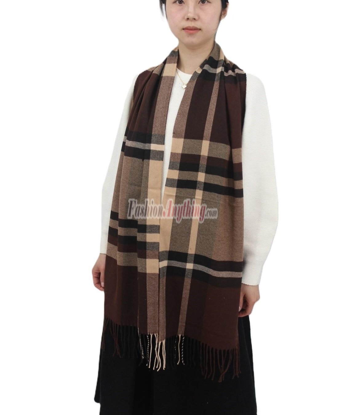 (image for) Cashmere Feel Pattern Scarf 750 Brown