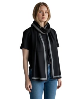 Reversible Border Cashmere Shawl Black