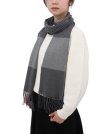 (image for) Cashmere Feel Pattern Scarf Grey/Indigo