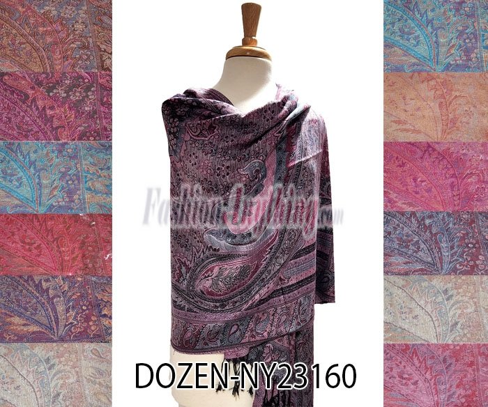 (image for) Floral Paisley Pashmina NY23160 1 DZ, Asst. Color