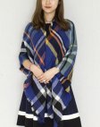 (image for) Oversized Blanket Shawls Multi Royal Blue