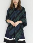 (image for) Oversized Blanket Shawls Green/Navy