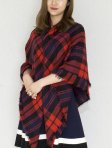 (image for) Oversized Blanket Shawls Red/Navy