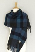 (image for) Cashmere Feel Plaid Shawl Navy Multi