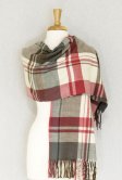 (image for) Cashmere Feel Plaid Shawl Grey / Red