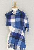 (image for) Cashmere Feel Plaid Shawl Blue