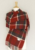 (image for) Cashmere Feel Plaid Shawl Dark Grey / Red