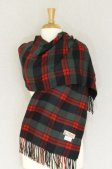 (image for) Cashmere Feel Plaid Shawl Dark Green / Red