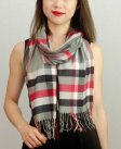 (image for) Woven Cashmere Feel Plaid Scarf Grey / Red
