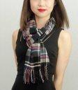 (image for) Woven Cashmere Feel Plaid Scarf Z02 Pink/Black