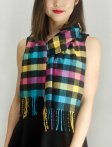 (image for) Woven Cashmere Feel Checker Scarf Z03 Yellow Multi Color