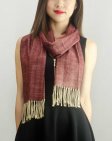 (image for) Woven Cashmere Feel Special Design Scarf Z04 Dark Red