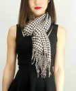 (image for) Woven Cashmere Feel Small Hounds Tooth Scarf Brown / White