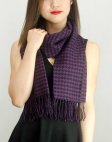 (image for) Woven Cashmere Feel Houndstooth Scarf Z06 Purple