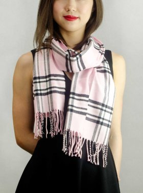 (image for) Woven Cashmere Feel Classic Scarf Pink