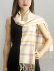 (image for) Woven Cashmere Feel Plaid Scarf Z08 Cream/Pink