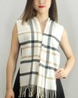 (image for) Woven Cashmere Feel Plaid Scarf Z08 White