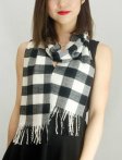(image for) Woven Cashmere Feel Plaid Scarf Z12 Black / White