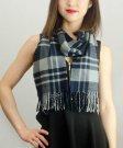 (image for) Woven Cashmere Feel Plaid Scarf Z18 Navy/Grey
