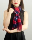 (image for) Woven Cashmere Feel Plaid Scarf Red/ Navy Blue