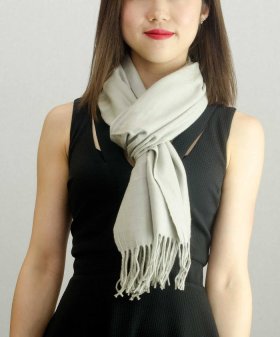 (image for) Solid Cashmere Feel Scarf Light Grey