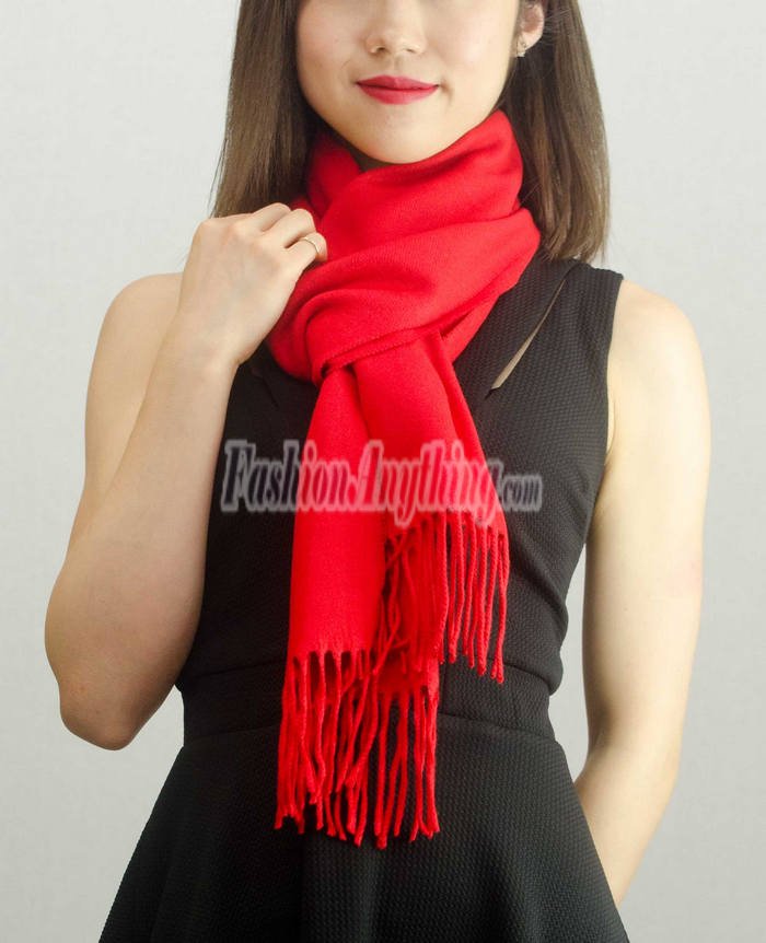 Solid Cashmere Feel Scarf Red