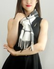 (image for) Woven Cashmere Feel Plaid Scarf Black / White