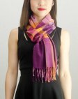 (image for) Woven Cashmere Feel Plaid Scarf Z23 Berry
