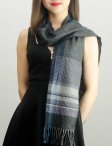 (image for) Woven Cashmere Feel Plaid Scarf Z23 Dark Grey