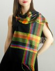 (image for) Woven Cashmere Feel Plaid Scarf Z23 Black/Rainbow