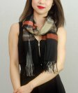 (image for) Woven Cashmere Feel Plaid Scarf Z26 Black / Brown