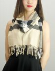 (image for) Woven Cashmere Feel Plaid Scarf Z28 Black / Beige