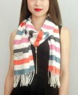 (image for) Woven Cashmere Feel Strip Scarf Z37 Pink/White