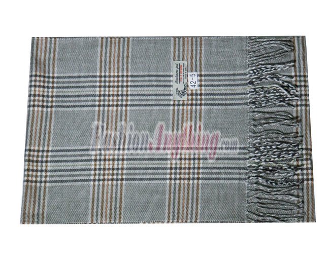 (image for) Woven Cashmere Feel Plaid Scarf Z42 Grey