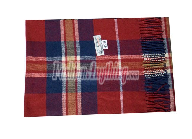 (image for) Woven Cashmere Feel Plaid Scarf Z45 Navy/Red