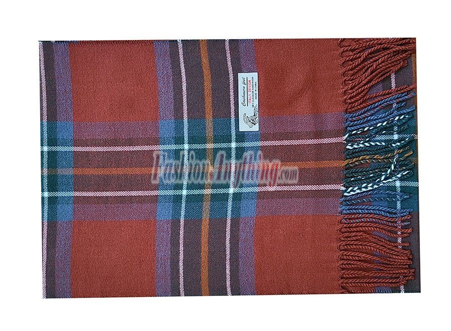 (image for) Woven Cashmere Feel Plaid Scarf Z51 Dark Red