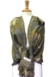 (image for) Colored Paisley Scarf Black / Gold