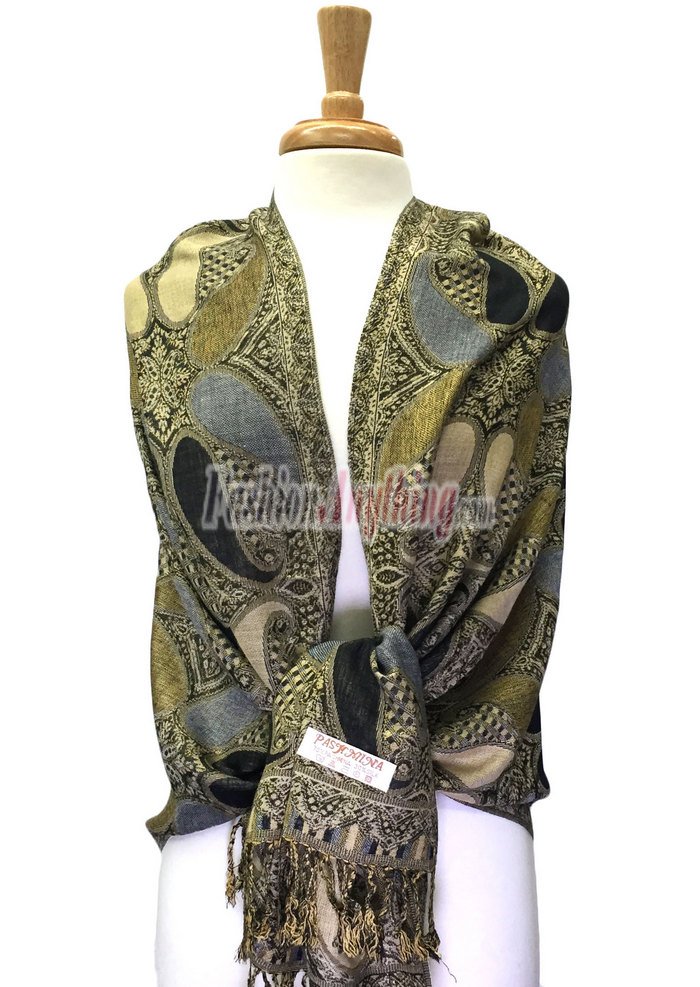 (image for) Colored Paisley Scarf Black / Gold