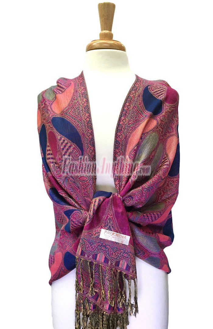 (image for) Colored Paisley Scarf Hot Pink / Royal Blue