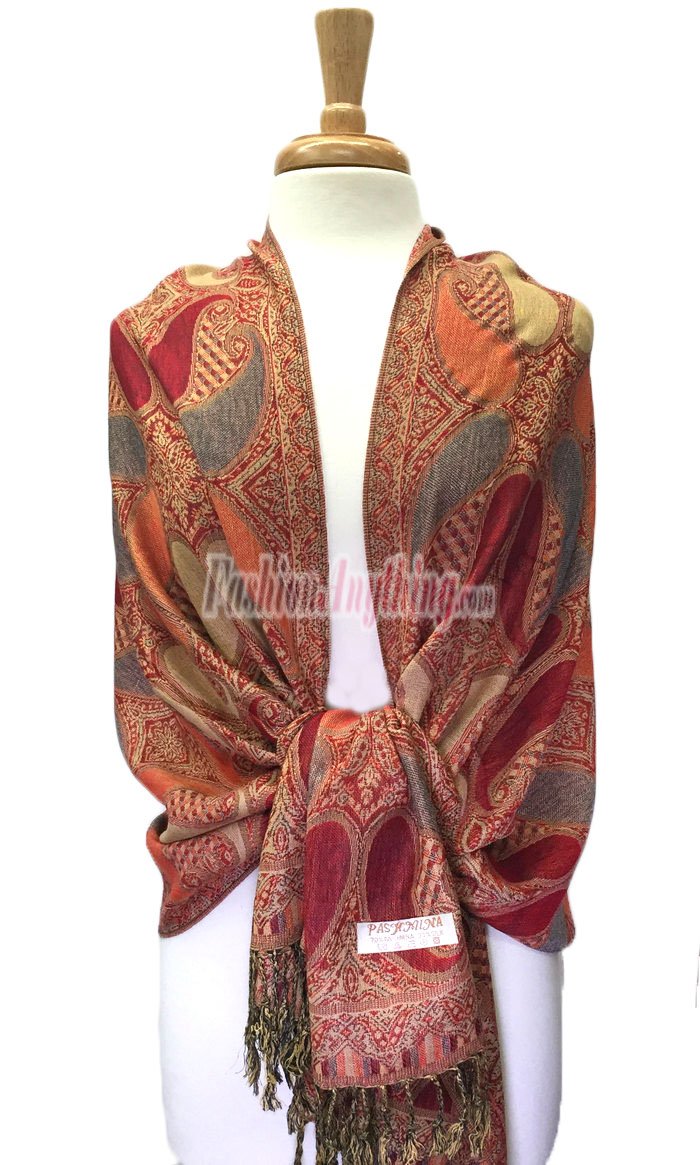 (image for) Colored Paisley Scarf Red