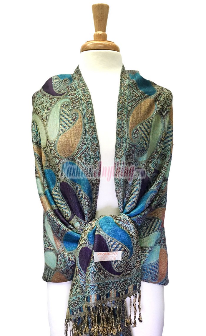 (image for) Colored Paisley Scarf Purple / Blue